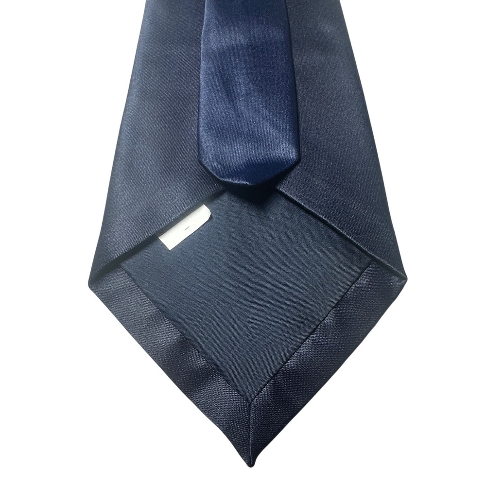 Steven Harris Mens Navy Blue Solid Satin Handmade Polyester Necktie Classic Tie - Picture 3 of 7